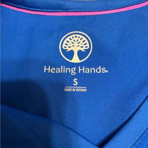 Healing Hands Scrub Top and Bottom Set Blue